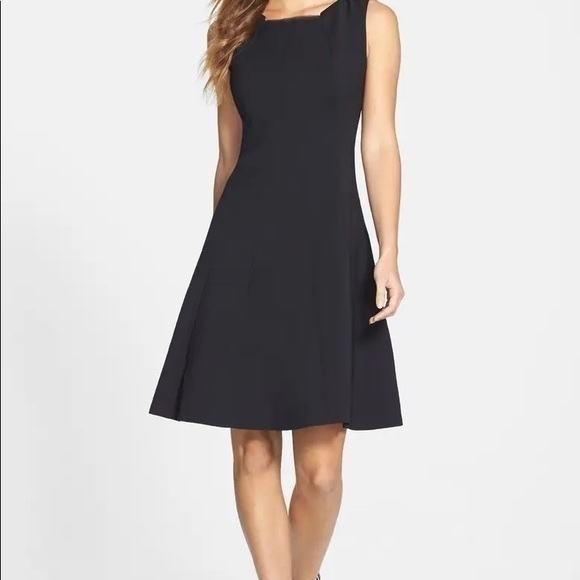 T Tahari Alexina Black Polyester Fit Flare Sleeveless Midi Dress Size 12 - Picture 1 of 8